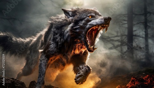 3d Illustration of a werewolf on dark background with clipping path.