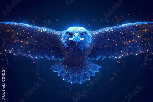 eagle. Digital wireframe polygon illustration. technology of lines and points.