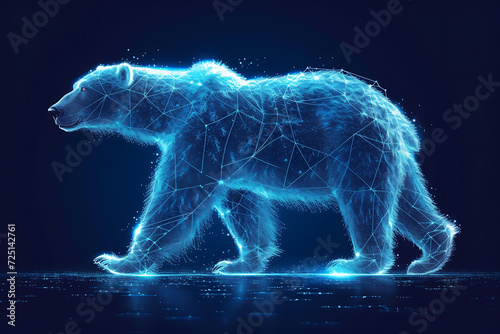 polar bear. Digital wireframe polygon illustration. technology of lines and points.