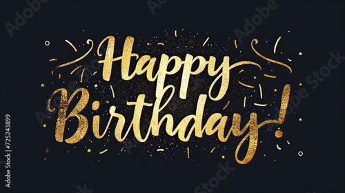 Happy Birthday Golden Metal Style Script Generative AI