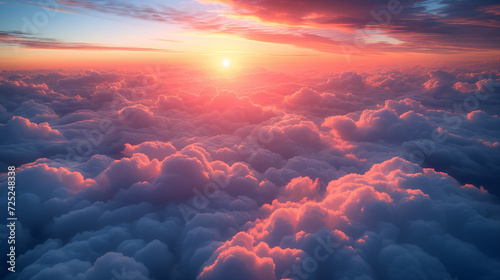 雲の上から眺める夕暮れ