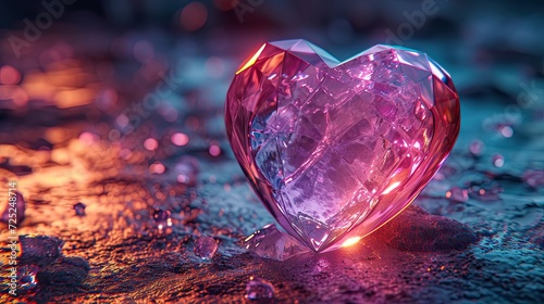 glass holographic shape that looks like a heart, in the style of futuristic imagery