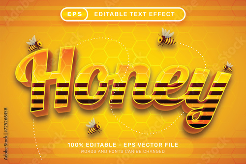 honey a3d text effect and editable text effect with honey bee illustration
