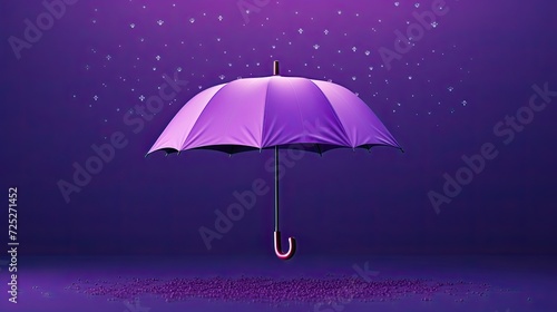 Purple Umbrella in the Rain, Violet Background, Weather Wallpaper, Color Backdrop, Isolated Object