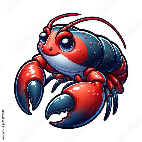 Cheerful Red Lobster Cartoon Character Clipart