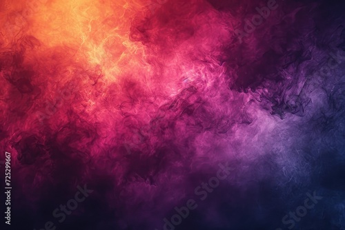 Dense multicolored smoke of red, orange and blue colors on a black isolated background.