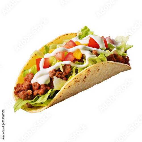 Mexican Taco isolated on transparent background, Generative ai