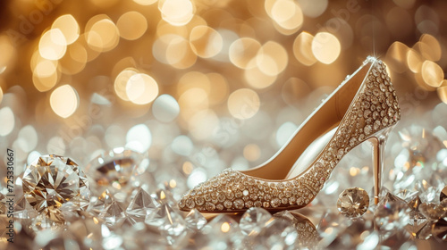bridal shoe and diamond composition