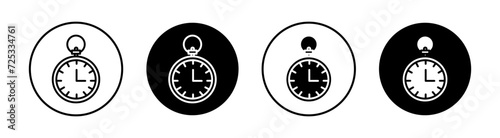 Pocket watch flat line icon set. Pocket watch Thin line illustration vector
