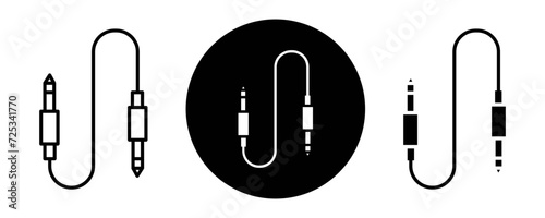 Audio Cable outline icon collection or set. Audio Cable Thin vector line art