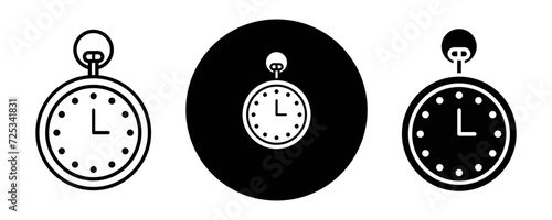 Pocket watch outline icon collection or set. Pocket watch Thin vector line art