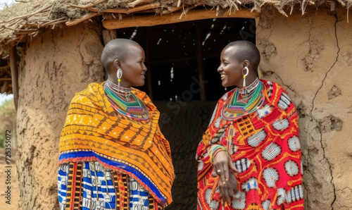 Group of maasai women singing in Ngorongoro crater,Tanzania