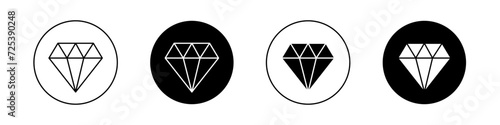 High potency icon set. Diamond product vector symbol in a black filled and outlined style. Potent substance diamond sign.