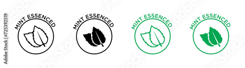 Mint Essence Vector Illustration Set. Vegan Mint Leaf Fragrance Sign suitable for apps and websites UI design style.