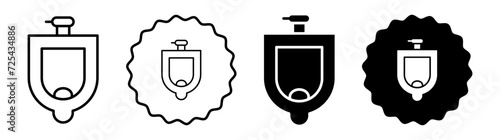 Urinal set in black and white color. Urinal simple flat icon vector