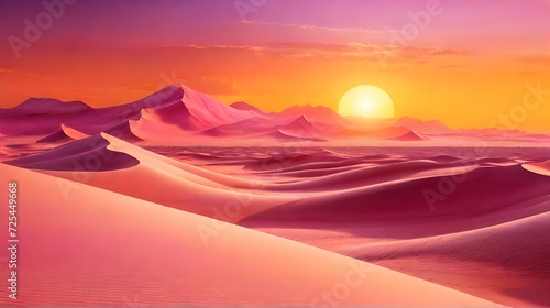 Beautiful Landscape Pink Sand Desert Sunset Background