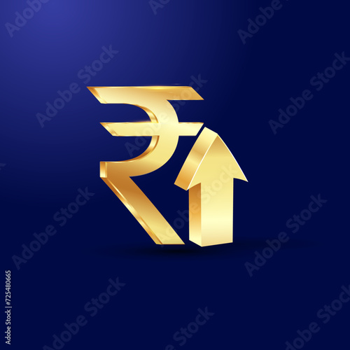Golden Rupee Currency symbol. golden Indian rupee with arrow. 