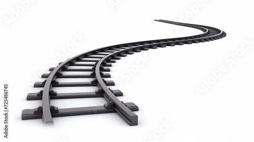 Vector illustration of curved railroad isolated on white background. Straight and curved railway train track icon set. Perspective view railroad train pathes.