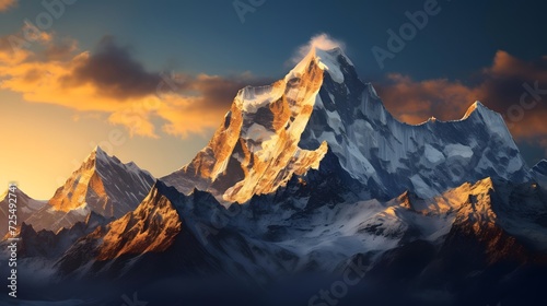 beautiful mountain panorama at sunset - 3d illustration of mountains