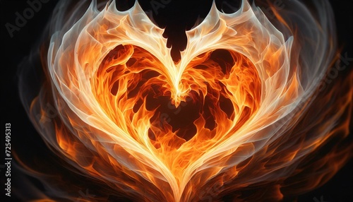 Abstrakcyjna grafika z płomieniami układającymi się w kształt serca