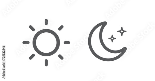 Sun and moon icon isolated on white background. day and night icon set. Vector illustration.