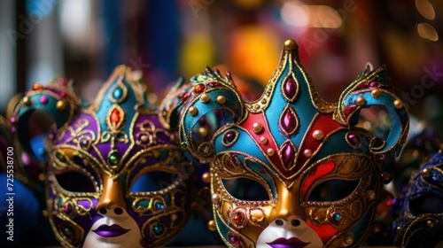 carnival masks on display in a souvenir shop