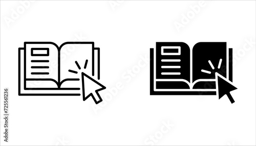 internet education concept icon set, e-learning resources, distant online courses on white background