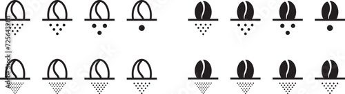 Coffee grain grind Size Grinding icon , Vector illustration