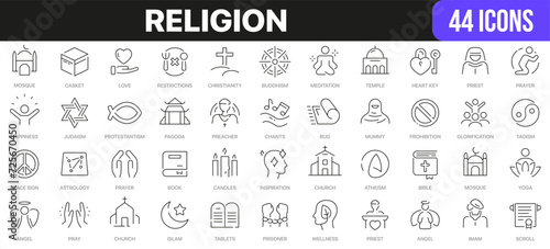 Religion line icons collection. UI icon set in a flat design. Excellent signed icon collection. Thin outline icons pack. Vector illustration EPS10