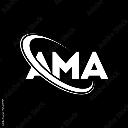 AMA logo. AMA letter. AMA letter logo design. Initials AMA logo linked with circle and uppercase monogram logo. AMA typography for technology, business and real estate brand.