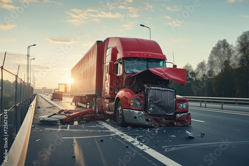 Semi truck was collided with highway road, an accident report was filed Generative AI
