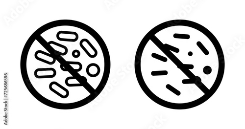 Yeast free icon set. Non yeast without bactaira product vector symbol in a black filled and outlined style.
