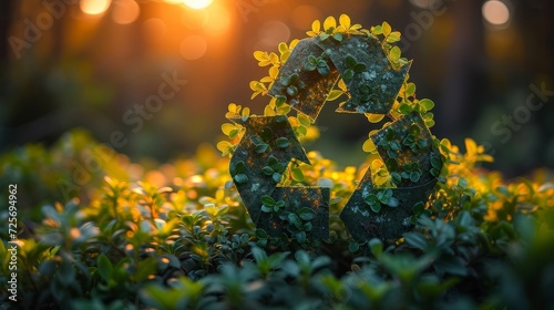 Concept of circular economy icon on nature background for future business growth and design to reuse and renewable resources to sustain the environment