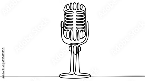 One continuous single line drawing of retro old classic radio microphone for broadcasting.