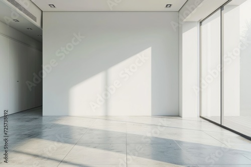 Empty living room with white wall as background. Modern living room interior with white walls. Modern house.