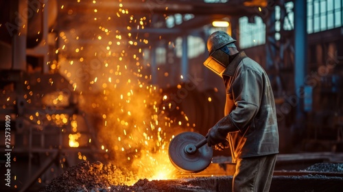 Steel worker in foundry