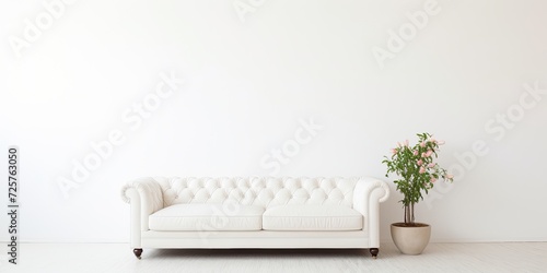 White couch in a white space.