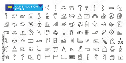 construction outline icon set, vector, icons collection