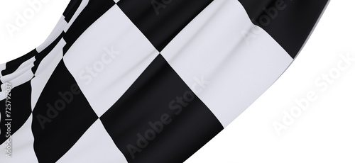  Image of motor racing black and white checkered finish flag waving