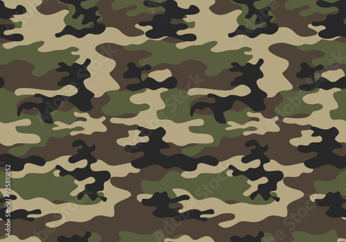  Modern camouflage background vector seamless print, repeat texture, army classic pattern