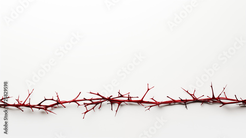 Jasne tło wielkopostne - Korona z cierni Zbawiciela Jezusa Chrystusa z krwią. Symbol męki i śmierci na krzyżu. Przygotowanie do Wielkanocy