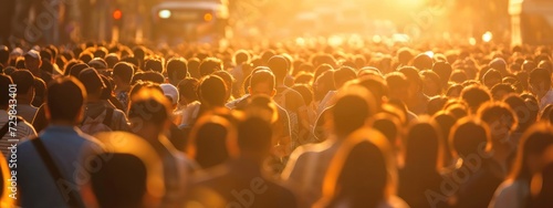 Asian People Overhead View Crowd Sunrise Generative AI