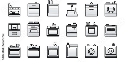 A collection of various kitchen appliances and icons. Perfect for illustrating cooking, home decor, and kitchen-related articles or designs