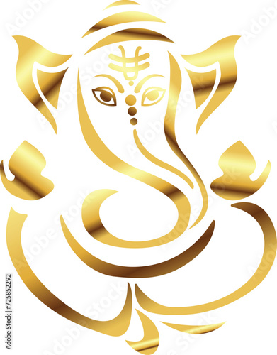 Lord ganesha vector illustration, Ganesh chaturthi, Ganesh icon in Golden, Golden Ganesh ji,greeting card Lord Ganpati, Festivals and Decorative
