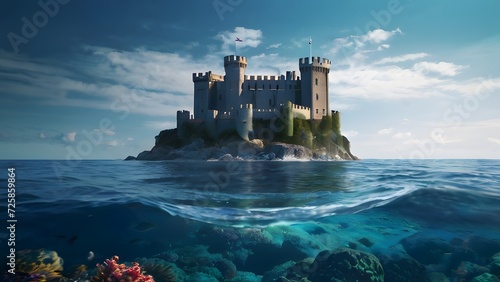 Castle on a rock in the sea