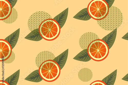 vintage aesthetic seamless pattern with oranges