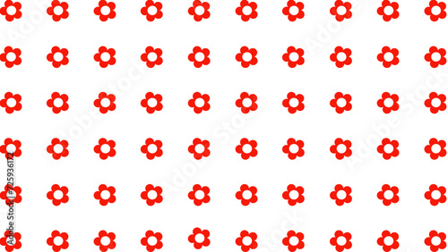 White background with red flowers