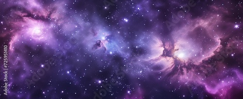 Galactic dust clouds, with swirling patterns of stars and cosmic dust in deep purples and blues 