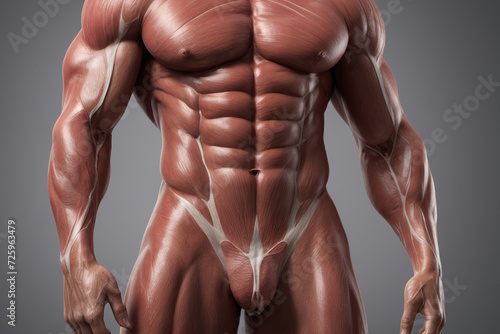 Human muscular system skinless male bodybuilder body