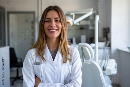 a dental specialist smiles and poses in front of an office